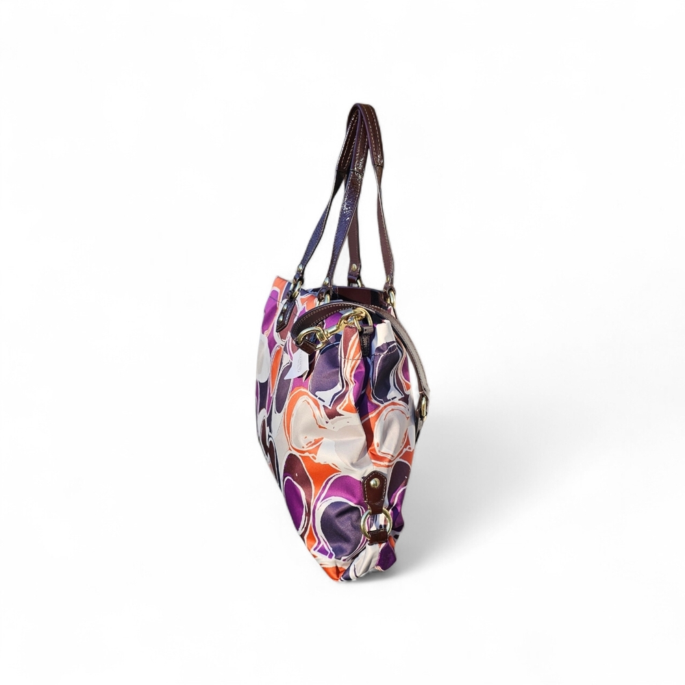 Coach Purple Dot Print Canvas Tote Bag - Picture 3 of 8